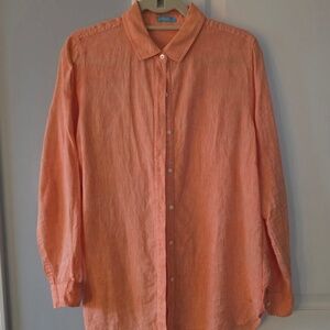 J McLaughlin melon color linen blouse